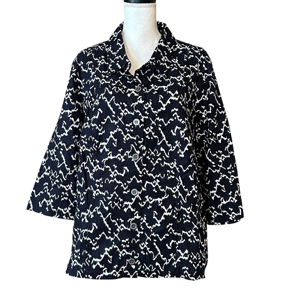 NWT Christopher & Banks Textured 3/4 Sleeve Button Down Shirt Jacket SZ 3X 24/26